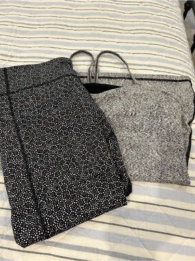 Lululemon Pace Rival Crop Pants & Power Y Back Tank Black & White-  both size 10